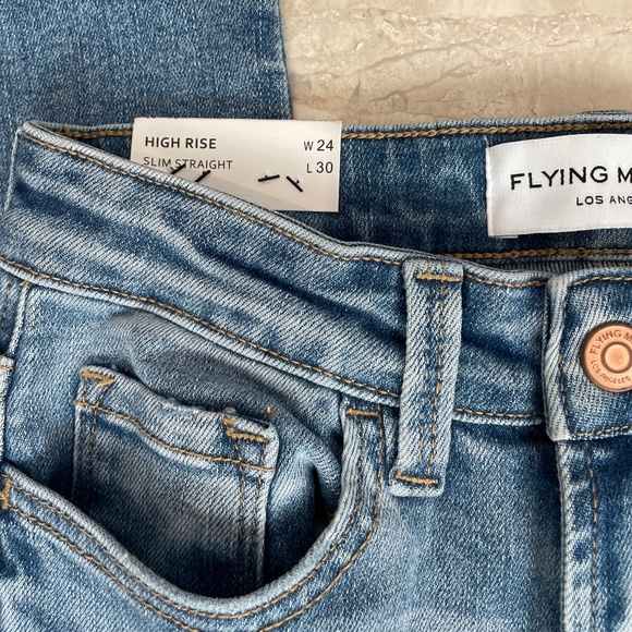 NWT Flying Monkey High Rise Split Straight Stretch Jean (Size 24) - Picture 11 of 11